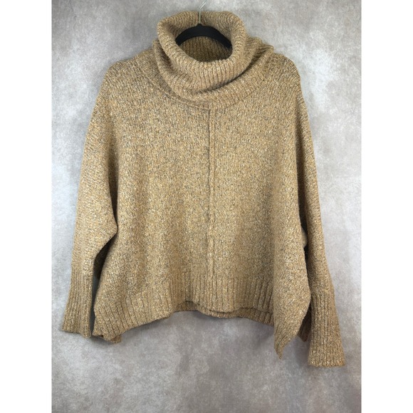 ruby moon Sweaters - Ruby‎ Moon Women's XS Cowl Neck Sweater Oversized Wool Blend Tan Side Slit